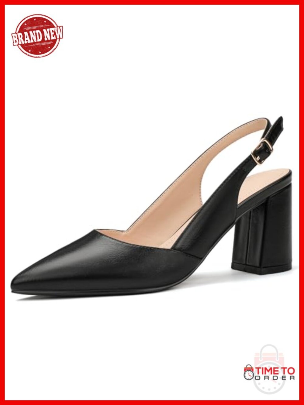 Slingback Heels Closed Pointed Toe High Chunky Block Pumps Women